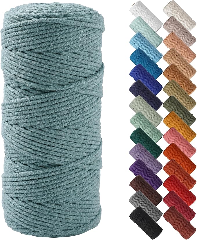 NOANTA Eucalyptus Macrame Cord 3mm x 109yards, Colored Macrame Rope Cotton Rope Macrame Yarn, Colorful Cotton Craft Cord for Wall Hanging, Plant Hangers, Crafts, Knitting