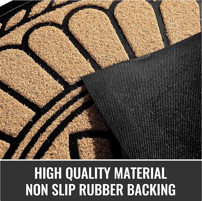Mibao Front Door Mat Indoor Outdoor Entrance, Semicircular Entrance Mat, Half Round Waterproo Non-Slip Durable Rubber Door Mats, Low Profile Heavy Duty Doormat for Garage, Patio, 30" x 18", Yellow
