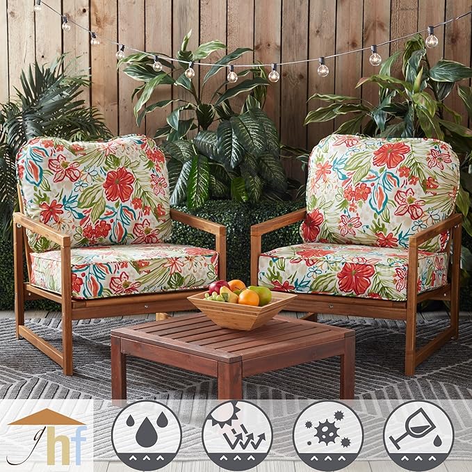 Greendale Home Fashions Outdoor Reversible 2-Piece Deep Seat Cushion Set, Garden Floral