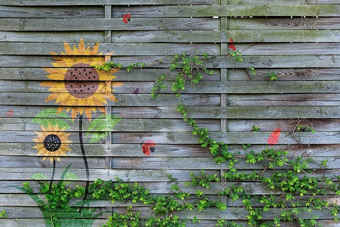 YKW Large Sunflower Butterflies Stencil for Painting, Reusable Flower Insect Template, for DIY Crafts Walls Wood and Home Decor,Give Your Garden a Unique Design