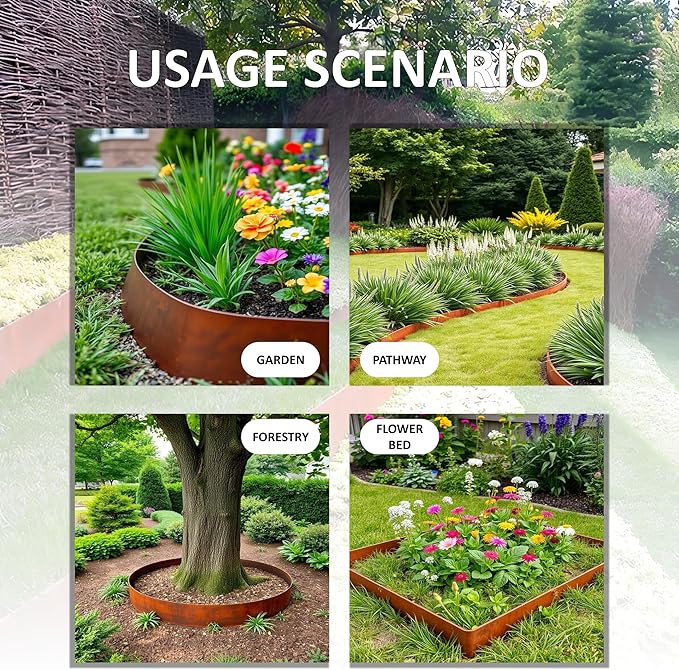 20ft. 6-Pack Cor-Ten Steel Landscape Edging - 40" L x 6" H Metal Edging for Landscaping with 6 Stakes, Hammer-in Garden Edging, Metal Landscape Edging for Flower beds, Lawn & Yard (Rusted)