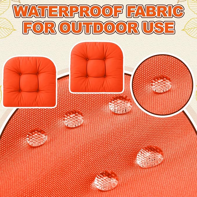 Barydat 3 Pack Wicker Furniture Cushions Waterproof Outdoor/Indoor Tufted Wicker Chair Cushions 1 Loveseat and 2 U-Shape Rattan Chairs for Patio Furniture, Rattan Love Seat, Bench (Orange)
