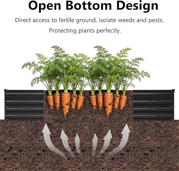 8x2x1 ft(2 Pack) Galvanized Raised Garden Bed,Outdoor Planter Box Metal Patio Kit Planting Bed for Vegetables Flowers and Succulents,Black
