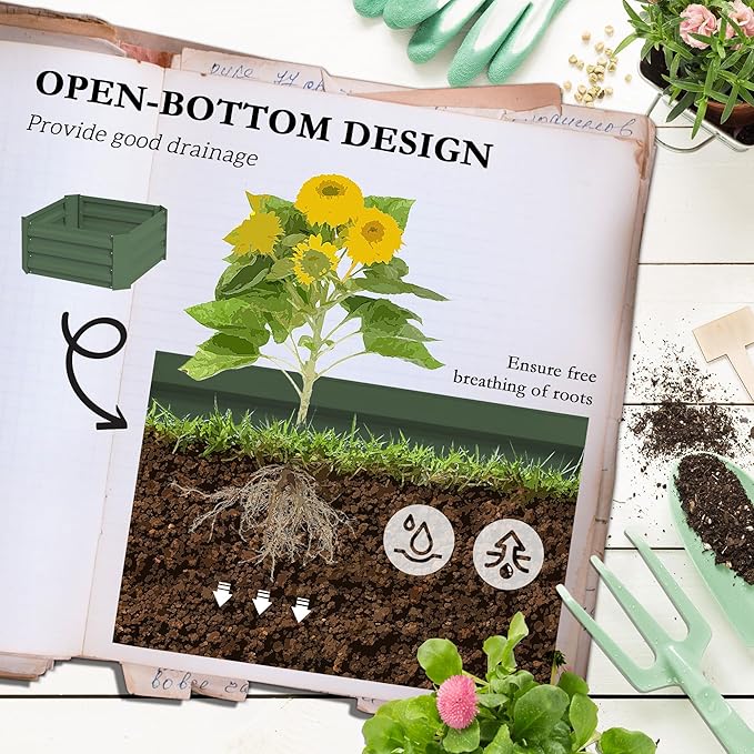 Outsunny Galvanized Raised Garden Bed, 55" Tall Outdoor Planter Box with Trellis Tomato Cage and Open Bottom for Climbing Vines, Vegetables, Flowers in Backyard, Garden, Patio, Green
