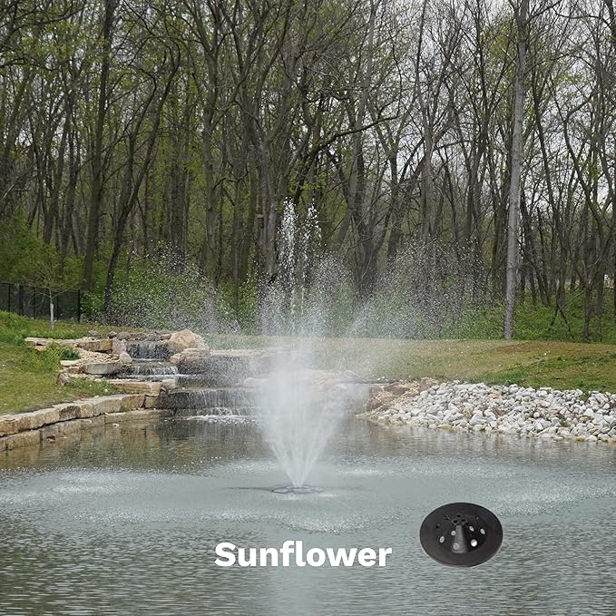 HALF OFF PONDS Floating Fountain – 1.75 HP Pond Aerator, 100' Cord – 14,800 GPH Water Pump – 11 Spray Patterns - Color-Changing LED Lights & Control Box - for Large Ponds, Lakes & Water Gardens