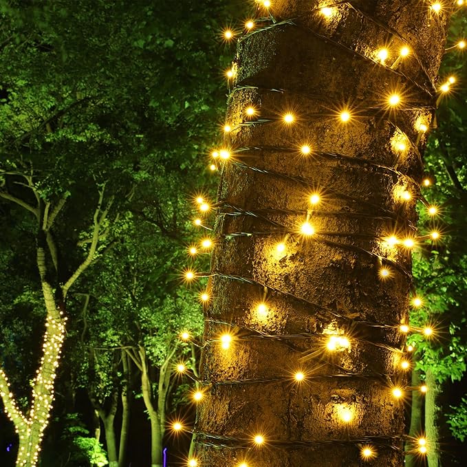 PMS 100-1000 LED Christmas Lights, Low Voltage Fairy String Lights with 8 Modes, Ideal for Xmax Tree, Garden, Home, Party, Halloween Festival Deco (Warm White, 300 LEDs)