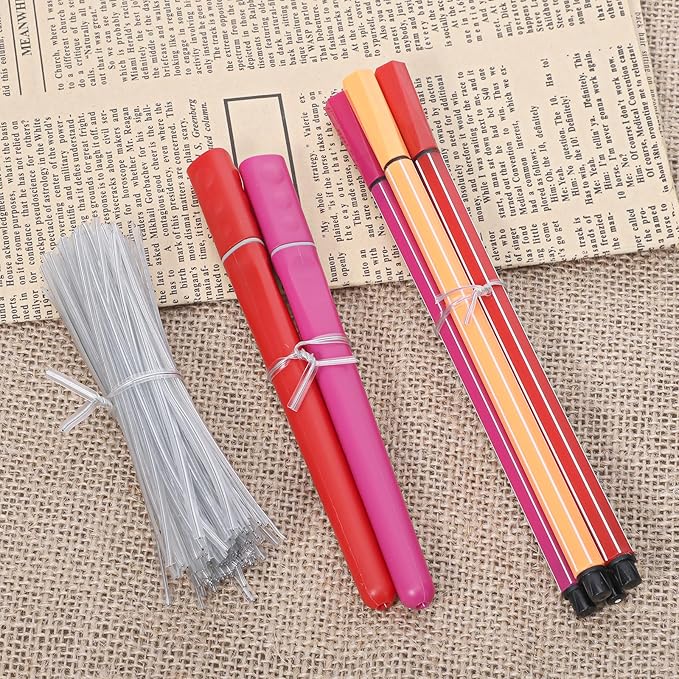 200 Pcs 4 inch Clear Twist Ties Reusable Plastic Metal Wire Twists Tie Garden Twist Ties for Plastic Coffee Bags, Gift Wrapping, Crafts, Plants
