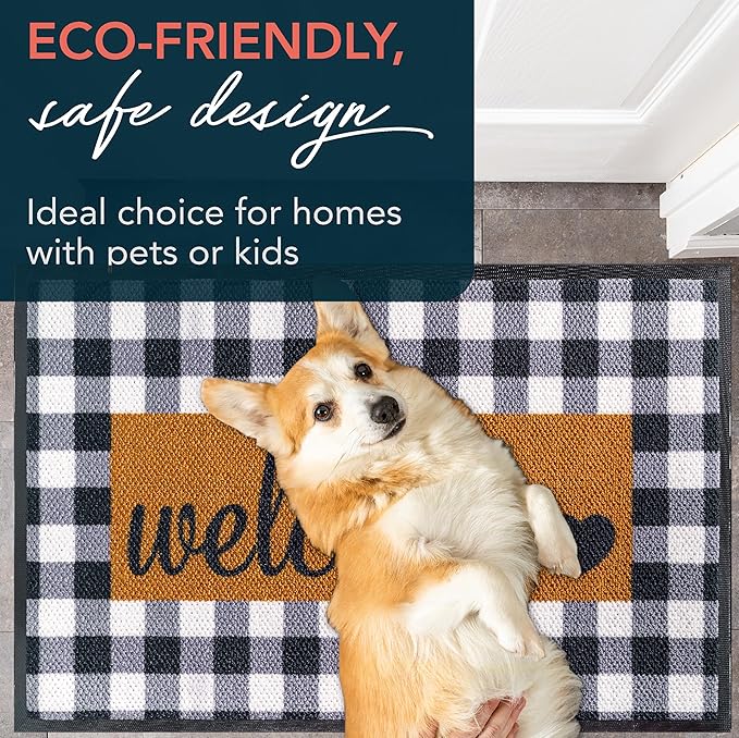 ubdyo Sturdy Welcome Mat - Extra Durable Door Mat - Dirt Trapping Front Doormat Outside Entrance - Welcome Matt Outdoor - Non Slip Backing Doormat, Patio Outdoor, Porch - Large 36'' x 24''