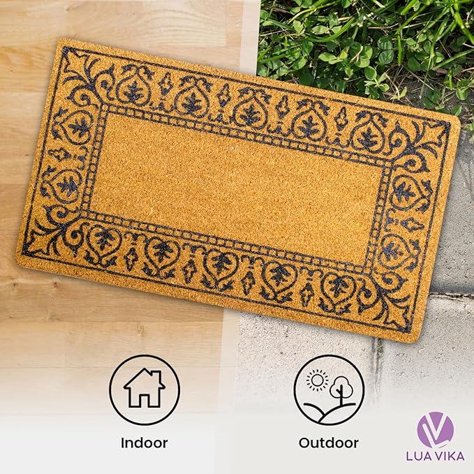 Coir Doormat 16"x27.5", Classic: Door Mat, Welcome Mat, Funny Pattern for Indoor & Outdoor Entrances
