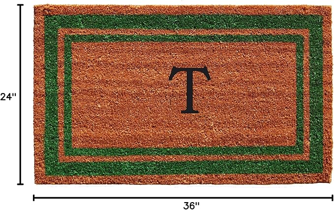 Calloway Mills Green Border 24" x 36" Monogram Doormat (Letter T)