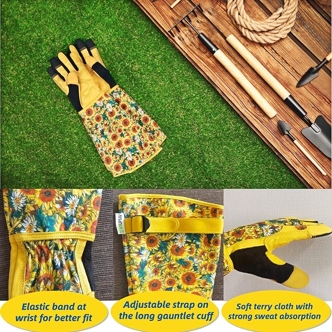 Long Gardening Garden Gloves,Thorn-proof&Puncture Resistance Rose Cactus Gauntlet Glove for Gardener,Gifts