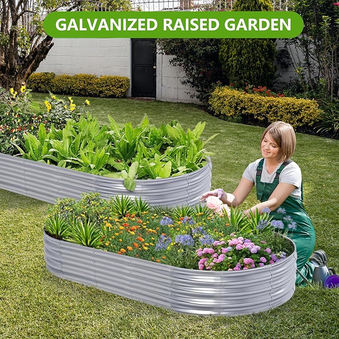 Galvanized Raised Garden Bed, 8x4x1 FT Thickening Planter Boxes Outdoor, Raised Beds for Gardening, Easy Assembly Large Garden Bed for Vegetables, Fruits, Flowers