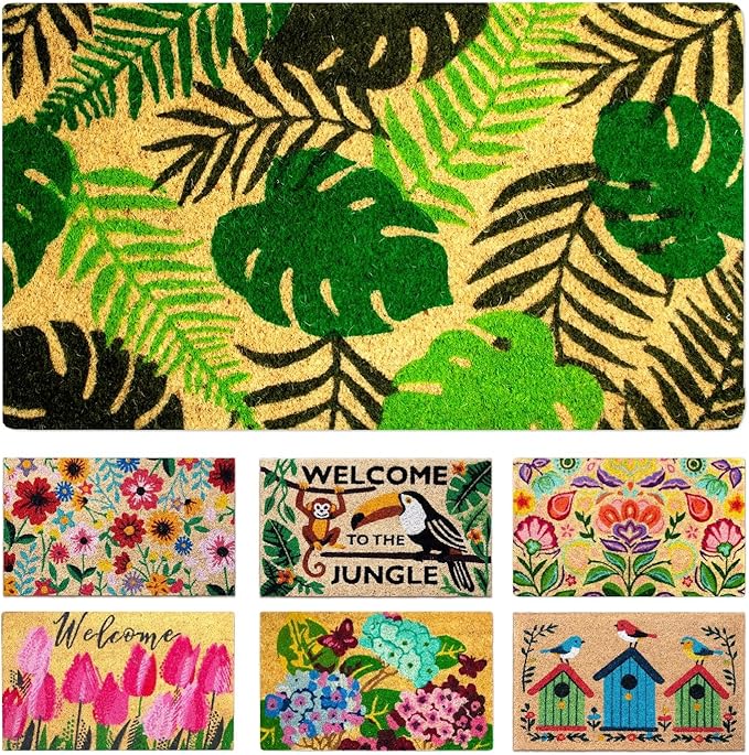 Coir Door mats Outdoor, Door mat Outside Entrance, Welcome mat Indoor, Doormat Outdoor, Funny Door mats Outside, Coir Doormat 16"x27.5" (Tropical)
