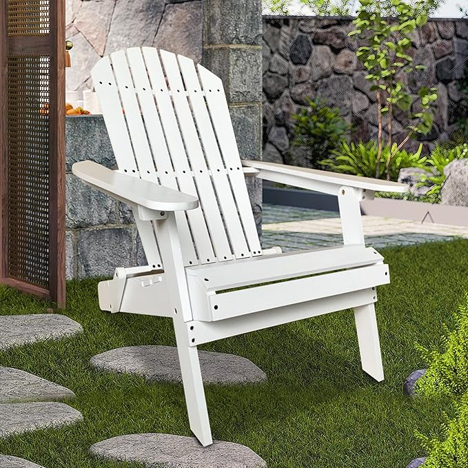 PayLessHere Adirondack Chairs, Weather Resistant Patio Chairs with Pinewood Wooden Textured for Patio Lawn Garden Backyard Deck Pool Beach Fire Pit