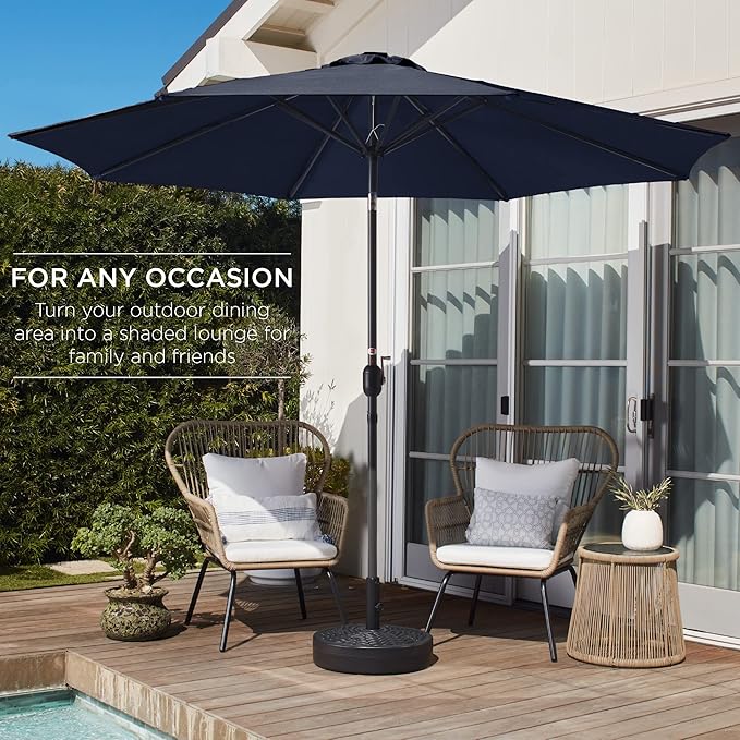 Best Choice Products 10ft Outdoor Steel Polyester Market Patio Umbrella w/Crank, Easy Push Button, Tilt, Table Compatible