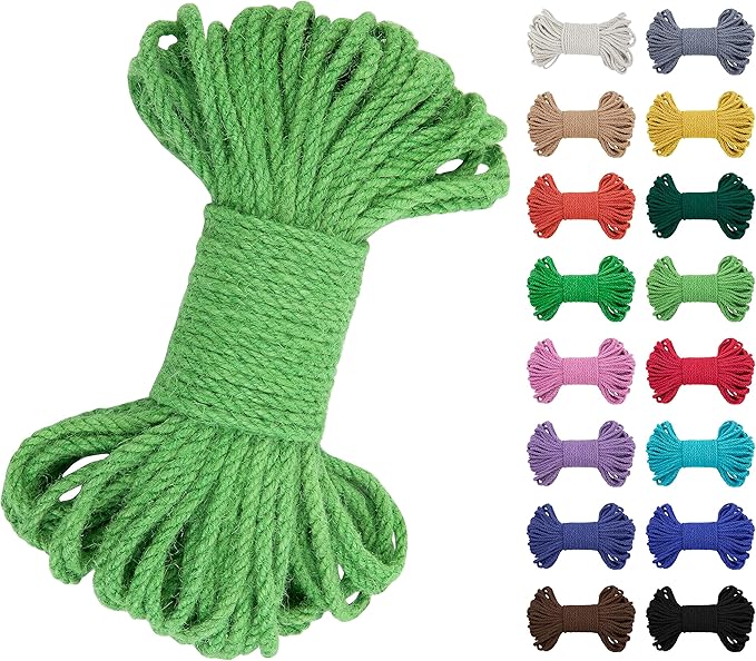 JeogYong 5mm Jute Twine String 66 Feet Natural Thick Garden Hemp for Crafts, Heavy Duty Outdoor, Gardening, Gift Wrapping, Plants, Packing Materials (Fruit Green)