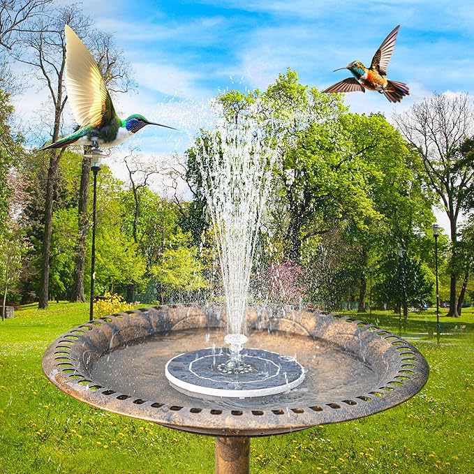 2 Pack Solar Power Bird Bath Fountain Pump with Remote, 3.5W LED Colorful Light and 2200mAh Battery Birdbath Solar Power, Floating Water Fountain Pump for Pond, Garden, Fish Tank