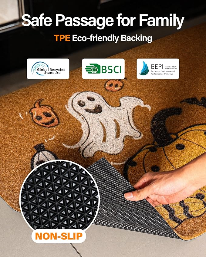 Door Mat Halloween Door Mat: Front Door Mat Outside Entrance Non-slip Backing - Funny Welcome Matt Outdoor 36x24 inch Fall Doormat - Pumpkin Faux Coir Doormat for Every Entrance/Halloween Decor