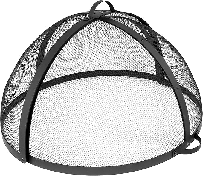 Sunnydaze Round Fire Pit Spark Screen Cover - Easy-Opening Outdoor Fire Pit Screen - Heavy‑Duty Steel Metal Mesh - 40" Diameter