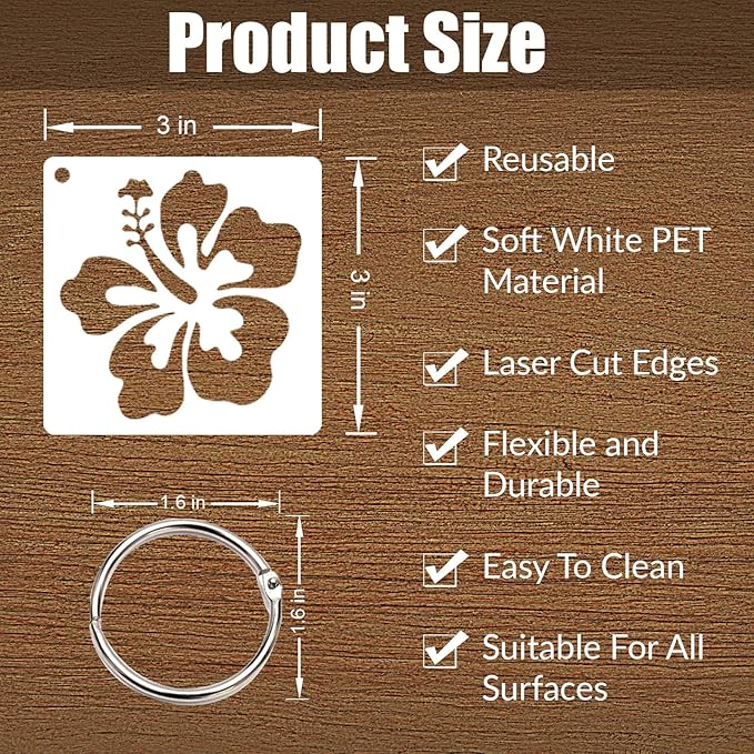 60 Pcs Stencils for Painting Flower Plants Templates, Reusable Leaves Bird Bee Butterfly Stencil,DIY Craft Drawing Plastic Set 3 x 3 Inch for Paint on Wood Wall Paper Home Decor