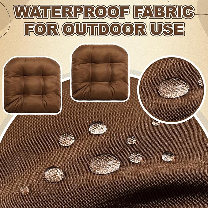Barydat 3 Pack Wicker Furniture Cushions Waterproof Outdoor/Indoor Tufted Wicker Chair Cushions 1 Loveseat and 2 U-Shape Rattan Chairs for Patio Furniture, Rattan Love Seat, Bench(Brown)