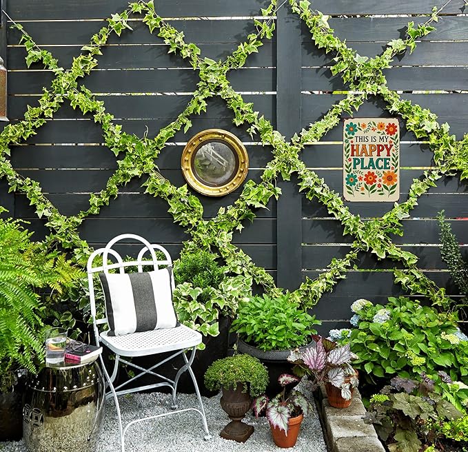 Funnysign Garden Gifts This Is My Happy Place Vintage Tin Sign for Home Garden Patio Yard Decor 8 X 12 Inch(3981)