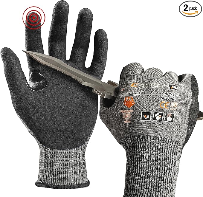 Schwer AIR-SKIN Cut Resistant Gloves AR5918 with Extreme Lightweight&Thin, Level 5 Wire Metal Gloves for Refined Work, Touch-screen, Fiberglass-free, 3D-Comfort Fit, Breathable, Black 2 Pairs (S)