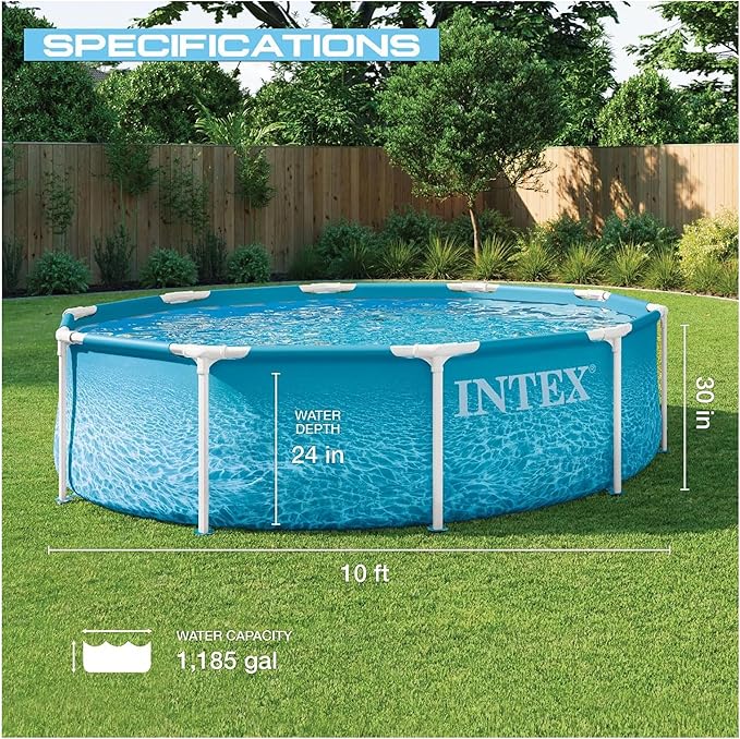 INTEX 28206EP 10Ft X 30In Beachside Metal Frame Above Ground Swimming Pool, Pool Only (Pump Not Included)