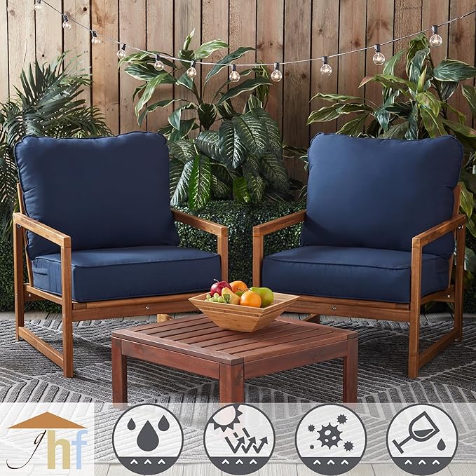 Greendale Home Fashions Outdoor Reversible 2-Piece Deep Seat Cushion Set, Midnight