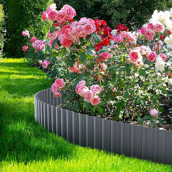 Corrugated Metal Garden Edging 10" x 20Ft, Landscape Edging Border for Lawn, Flower Bed, Garden Fence, Paver Edging (Dark Gray)