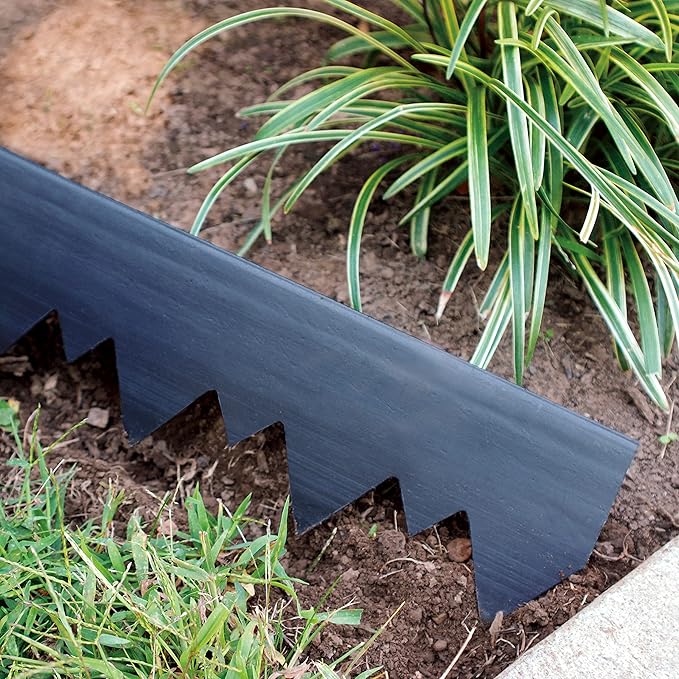 EasyFlex Pound-in Landscape Edging with Bonus Anchoring Stakes, 4.5 in. Straight Top Plastic Garden Border, 20 Foot Kit, Black, (3500-20CXX-3)