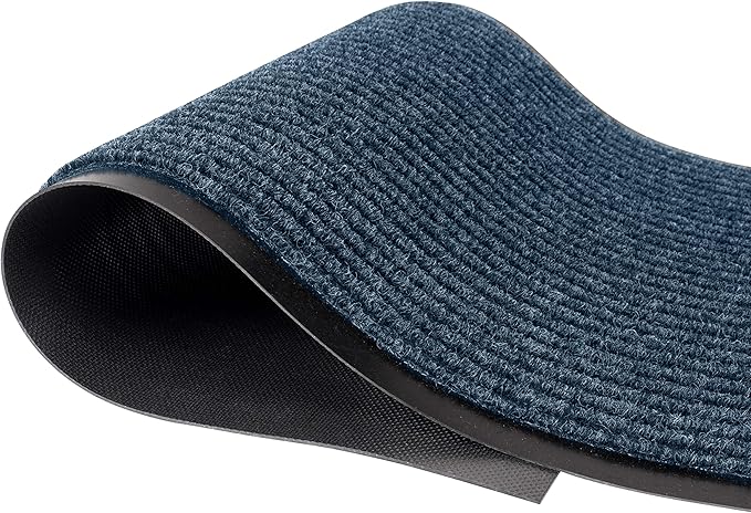 LuxUrux® Durable Rubber Door Mat - Heavy Duty, Indoor/Outdoor, Easy Clean, Waterproof, Patio, Garage - Commercial Floor Mat for Entry (Blue, 3' x 6' (Runner))