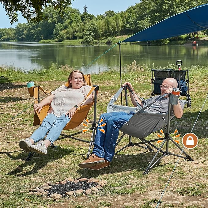 TIMBER RIDGE Hammock Camping Chair, Oversized Swinging Hammock Chair with Adjustable Back and Seat for Outdoor Lawn, Sports, Supports 400lbs, Orange