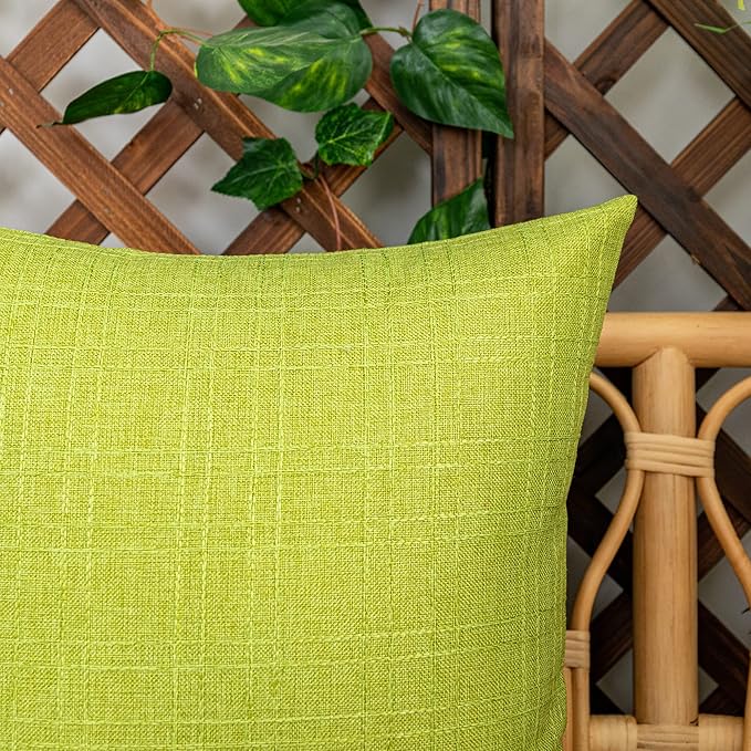 Kevin Textile Pack of 2 Outdoor Waterproof Pillow Covers Checkered Decorative Cushions Sham Throw Pillowcases Shell for Patio Tent Garden Couch Bed Sofa 22x22 Inch Green