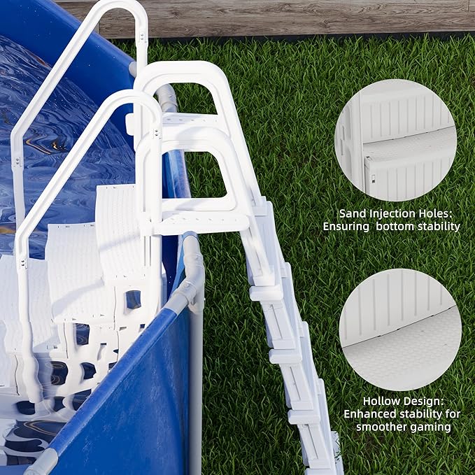 Pool Ladder, 3-Step Pool Stairs with Double Handrails and Non-Slip Steps for 36-50” Above Ground and In-Ground Pools, White