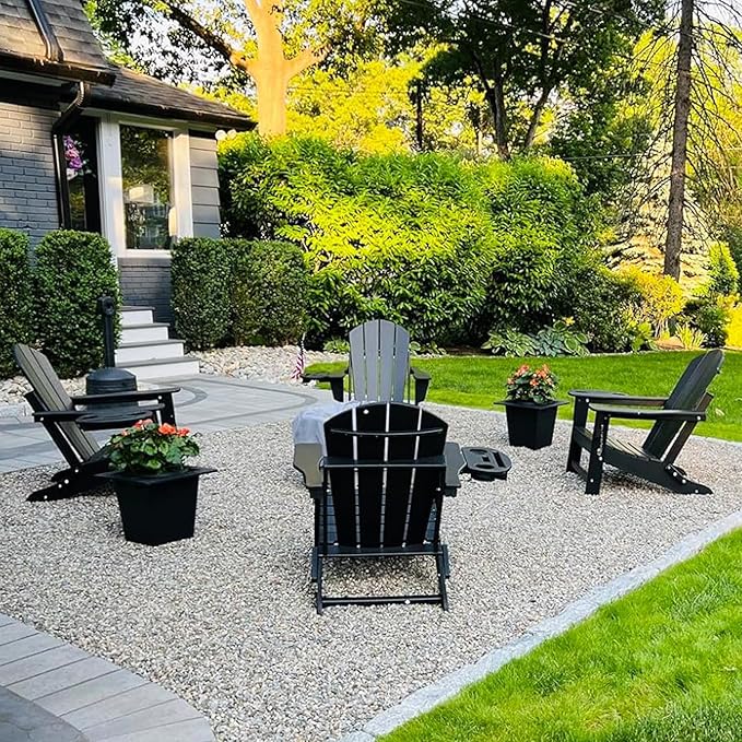 Adirondack Chair Set of 2, HDPE Folding Adirondack Chair with Multifunctional Cup Holder, Weather Resistant Fire Pit Chair for porches, patios, patios, poolsides, Decks.