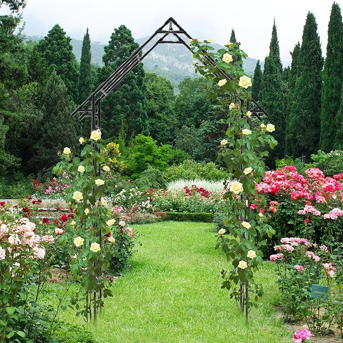 Garden Arch Trellis - L:48", H:98", W:16", Gothic Arch Trellis with Reinforced Frame, Garden Arch Trellis for Climbing Plants Outdoor, Garden Arch for Backyard, Patio, Lawn, Balcony