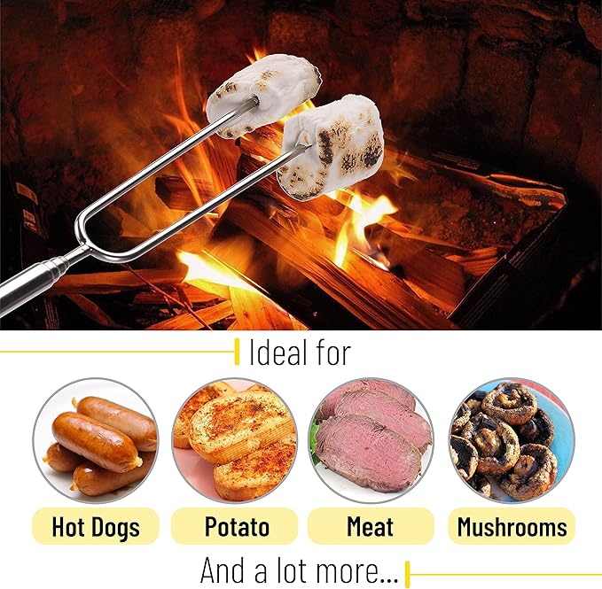 UNCO- Marshmallow Roasting Sticks, 20 Pack, 32”, Extendable Stainless Steel Smores Sticks for Fire Pit
