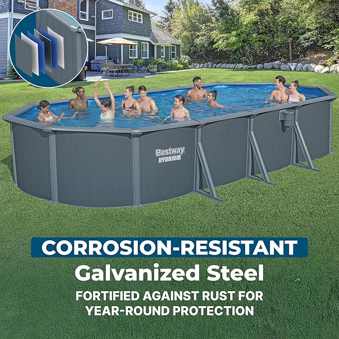 Bestway Hydrium 24' x 12' x 52" Oval Steel Wall Above Ground Pool Set