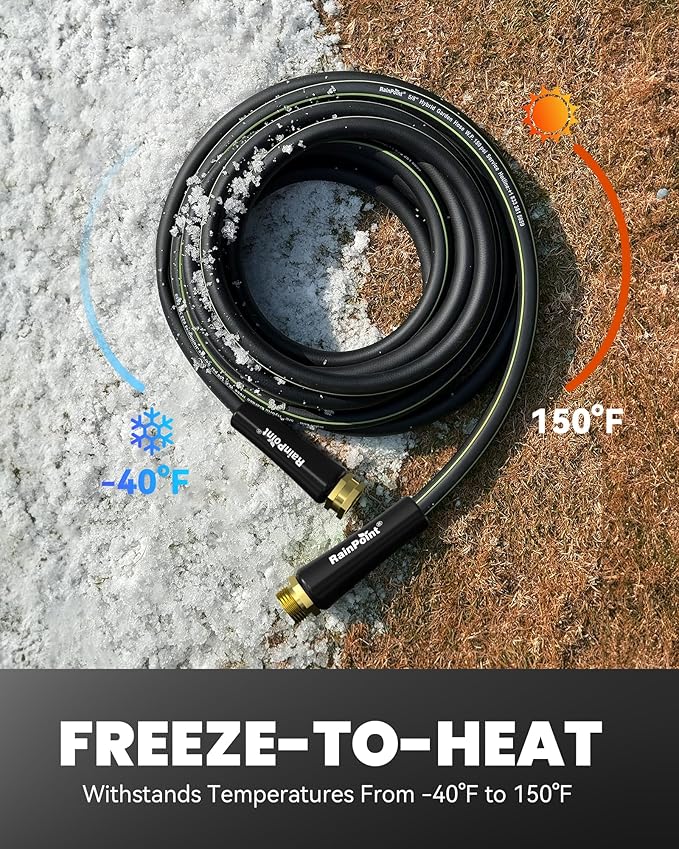 RAINPOINT Short Garden Hose 3ft x 5/8", Water Hose Heavy Duty, Flexible, Lightweight Durable Hybrid Hose with Swivel Handle for Yard, Car Wash, Pets, No Kink, Male to Female Fittings