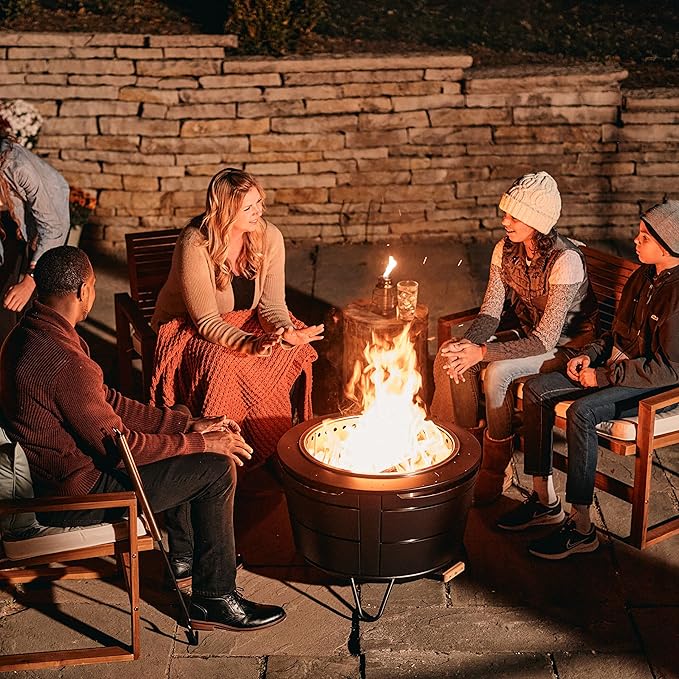 TIKI Reunion Fire Pit Screen & Poker Set – Outdoor Fire Pit Spark Protector & Ember Guard – Fire Poker Tool for Safe & Controlled Fires – Durable Metal Fire Pit Accessories in Gold & Black