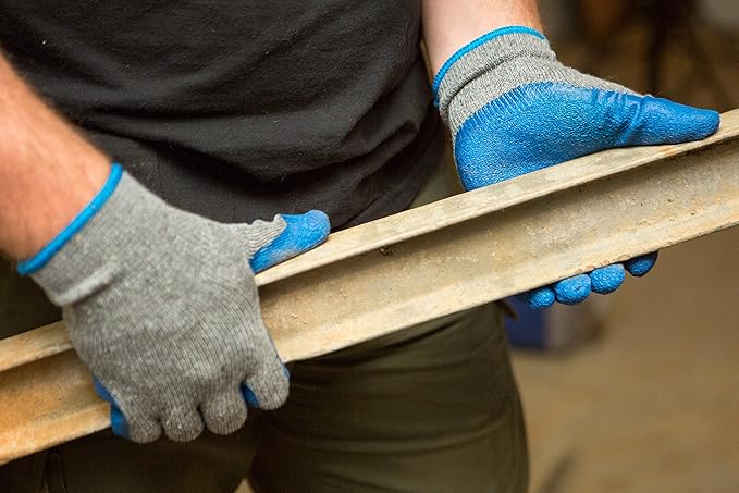 G & F Products - 3100M-10 120 Pairs Medium Rubber Latex Double Coated Work Gloves for Construction, gardening gloves, heavy duty Cotton Blend Blue