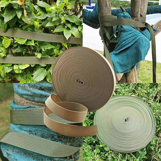 1 Roll 65.6 Feet Tree Tie for Plant Support Garden Strap 1 Inch Width Staking and Guying Material 1,800 Lbs Strength (Khaki)