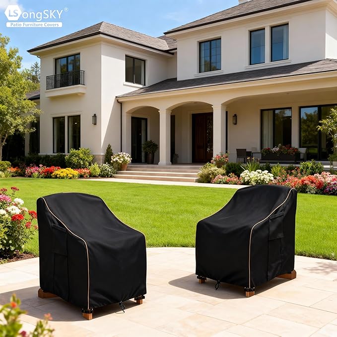Adirondack Chair Covers 2 Pack,Waterproof Heavy Duty Outdoor Chair Covers,Adirondack Patio Chair Covers for Outdoor Furniture,(33W x 35 D x 36 H inches),Black