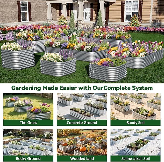 2 Pack Tall 6x3FT Raised Beds for Gardening, Corrugated Galvanized Steel Raised Garden Bed, Outdoor Metal Above Ground Garden Bed for Vegetables and Flowers