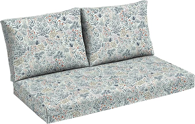 Arden Outdoor Loveseat Cushion Set, 48 x 24, Rain-Proof, Fade Resistant, Cushion Set for Couch, Bench, and Swing Pistachio Botanical