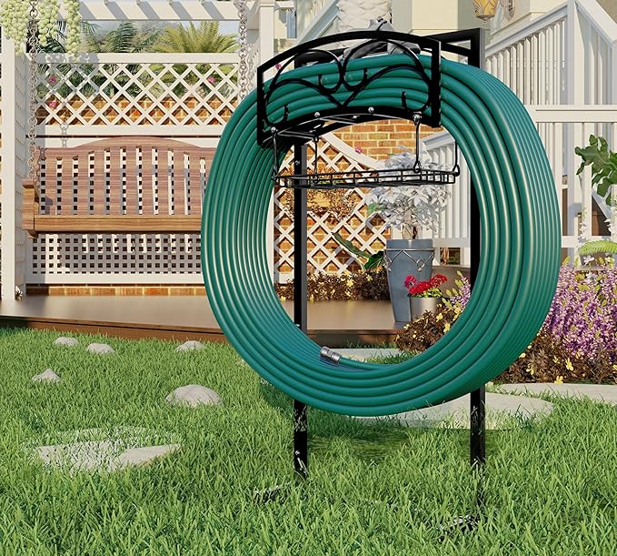 Fire Beauty Garden Hose Holder,Freestanding Water Hose Holder,In ground Hose Rack Organizer for Outdoor,Detachable Water Hose Holder Stake,Hose Reel Stand,Hose Hanger Rack for Outside Lawn Yard