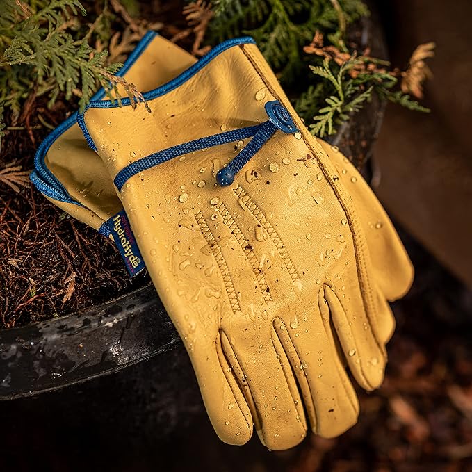 Wells Lamont Men's Adjustable HydraHyde Leather Work Gloves – Water-Resistant, Breathable, Durable – Ideal for Gardening, Landscaping, Ranching – Heavy Duty Leather Work Gloves – Saddletan, Medium