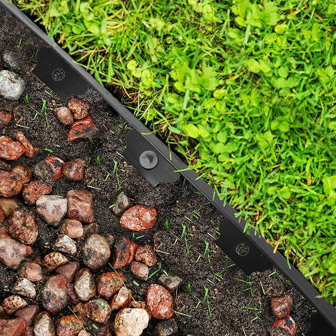 Gardzen 1.5" x 20' Landscape Edging Kit, Garden Edging Coil Comes with 24 Pcs Spikes, No Dig Lawn Border Design