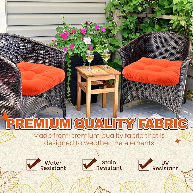 Barydat 3 Pack Wicker Furniture Cushions Waterproof Outdoor/Indoor Tufted Wicker Chair Cushions 1 Loveseat and 2 U-Shape Rattan Chairs for Patio Furniture, Rattan Love Seat, Bench (Orange)